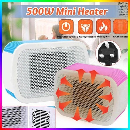 Mini Ceramic Electric Heater | Professional Desktop Heater with Overheat Protection | Low Noise, Energy Efficient, Long-Lasting Home & Office Heater