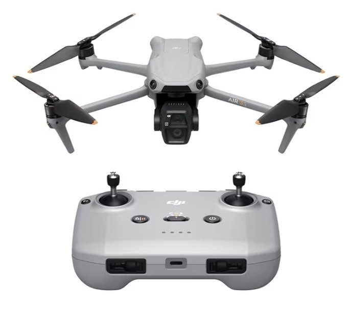 DJI Air 3S (RC-N3), Drone with Camera 4K, Dual-Camera Drone with 1" CMOS Wide-Angle Camera, 4K/60fps HDR Video & 14 Stops of Dynamic Range, 45-Min Max Flight Time, 20km Transmission Range