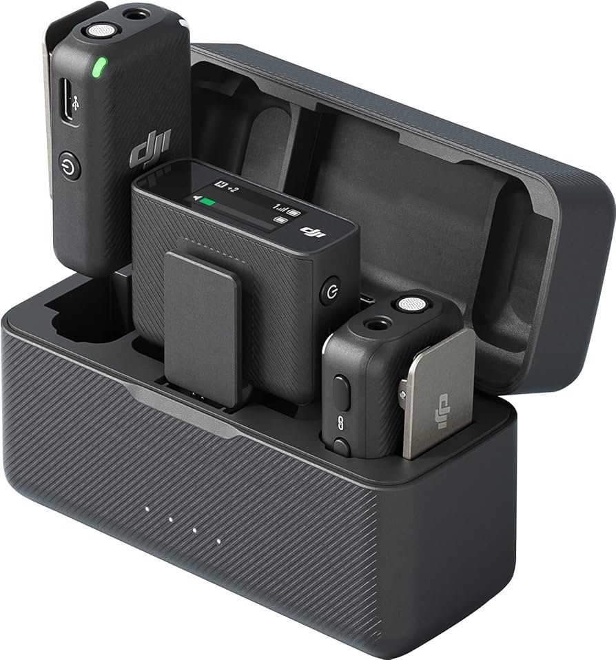DJI Mic Dual Wireless Microphone System (2 TX + 1 RX + Charging Case)