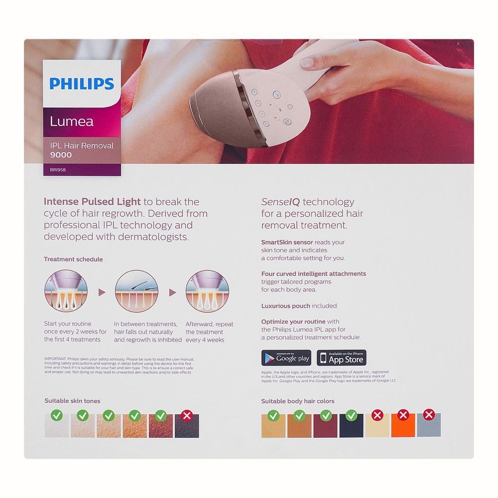 Philips Lumea 9000 IPL Hair Removal Device, 100-240V, BRI958/60