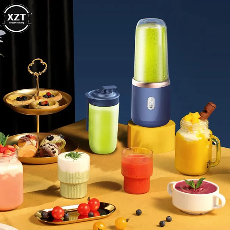 USB Rechargeable Juicer Blender - Mini Portable Personal Size Blender with 6 Blades - Electric Mixer for On-the-Go Smoothies - 400ml Food Grade Fruit Juicer Machine