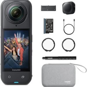 Insta360 X5 FlexiCare Bundle - Waterproof 8K 360° Action Camera, Leading Low Light, Invisible Selfie Stick Effect, Rugged & Replaceable Lens, 3-Hour Battery, Clear Audio, Stabilization