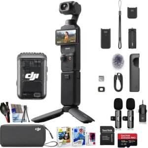 DJI Osmo Pocket 3 Creator Combo, 1'' CMOS, 4K Resolution/120fps Vlog Camera, 3-Axis Stabilization, Face/Object Tracking, Mic Included for Clear Sound, Digital Camera for YouTube