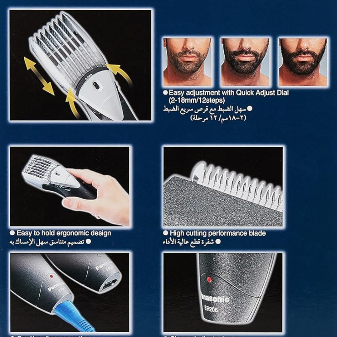 Panasonic ER206K AC/Rechargeable Board & Hair Trimmer – Compact Versatile