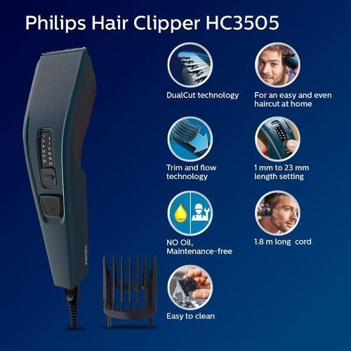 Philips Series 3000 Hair Clipper – Easy Even Haircut Trim-n-Flow Technology (HC3505)