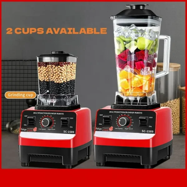 Silver Crest Blender SC-1589 High Performance Power Blender for Kitchen Professional Blender Smoothies Mixer Maker 2 in 1 With 4500W 100% Copper 2L Jug And 700ml Grinder Power Full Motor Easy To Operate or Clean and Safety & Long Service Life, Crushing |