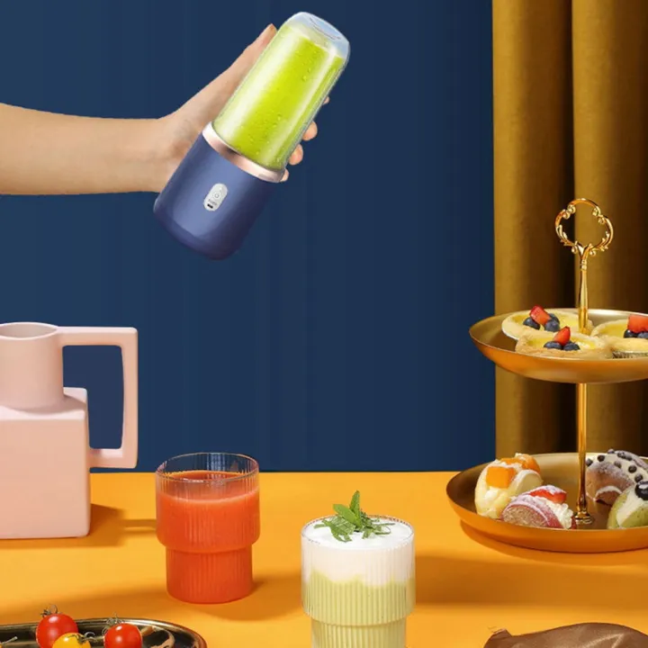 USB Rechargeable Juicer Blender - Mini Portable Personal Size Blender with 6 Blades - Electric Mixer for On-the-Go Smoothies - 400ml Food Grade Fruit Juicer Machine