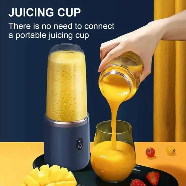 USB Rechargeable Juicer Blender - Mini Portable Personal Size Blender with 6 Blades - Electric Mixer for On-the-Go Smoothies - 400ml Food Grade Fruit Juicer Machine