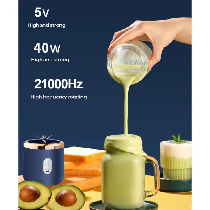 USB Rechargeable Juicer Blender - Mini Portable Personal Size Blender with 6 Blades - Electric Mixer for On-the-Go Smoothies - 400ml Food Grade Fruit Juicer Machine