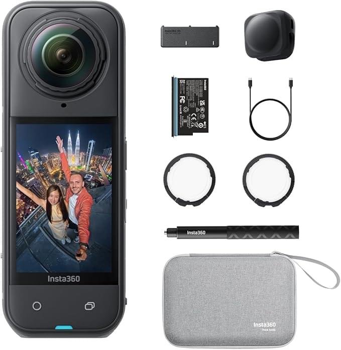 Insta360 X5 FlexiCare Bundle - Waterproof 8K 360° Action Camera, Leading Low Light, Invisible Selfie Stick Effect, Rugged & Replaceable Lens, 3-Hour Battery, Clear Audio, Stabilization